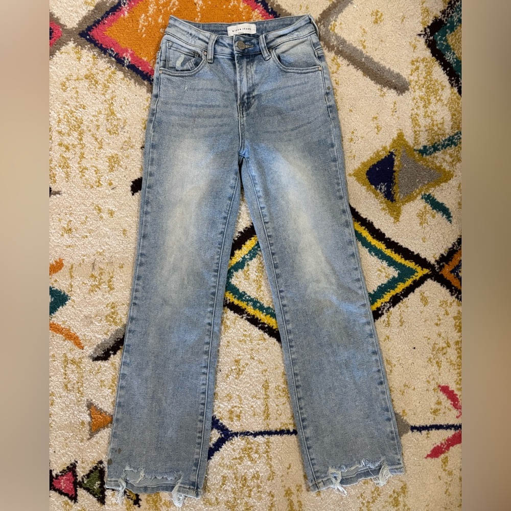 Risen Jeans High Waisted Wide Leg Distressed - Juniors Size 1/25 GUC